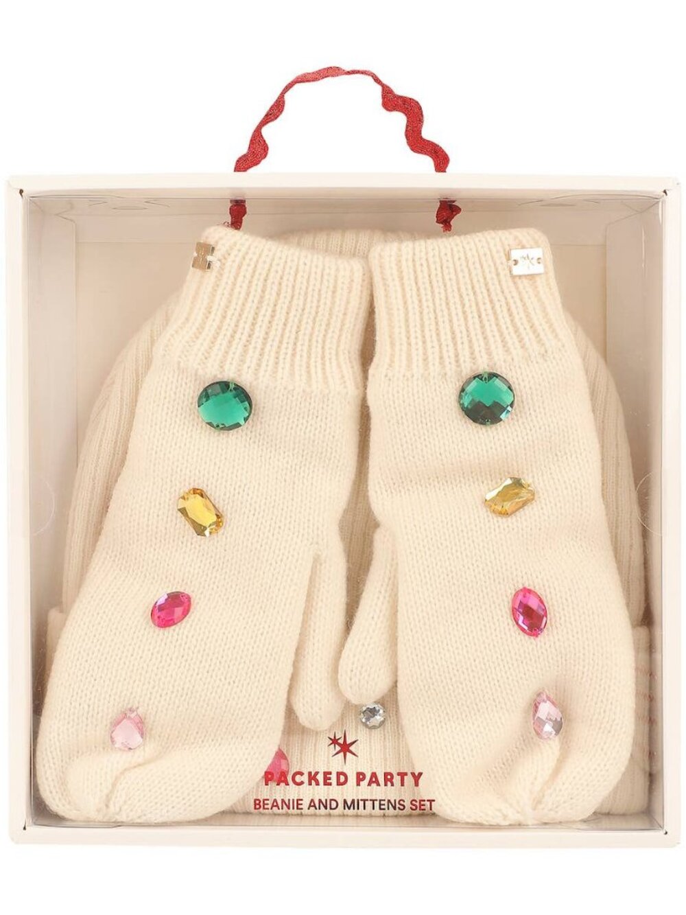 Snow Cute Sparkle Beanie and Mittens Set